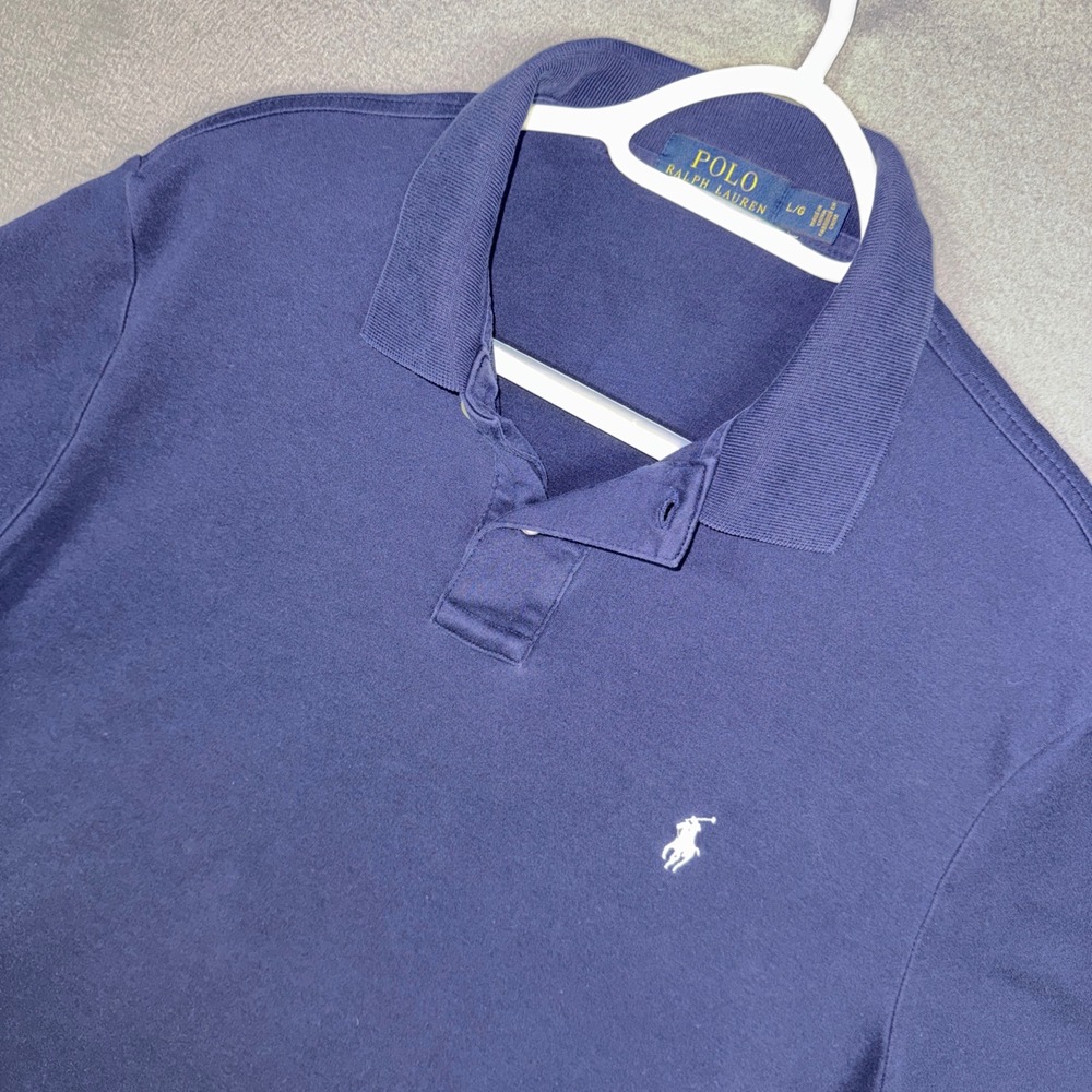 Polo Ralph Lauren Polo Shirt Mens Large Navy Blue Short Sleeve Cotton Pony Logo